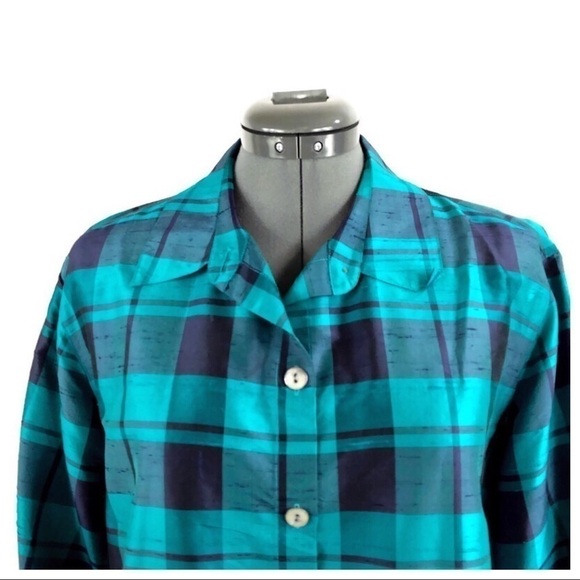 CHICO’S Design 100% Silk Button Down Shirt Blouse Top, Size L (12) - Picture 4 of 8